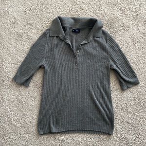 Soft 3/4 Sleeve Grey Collared Shirt